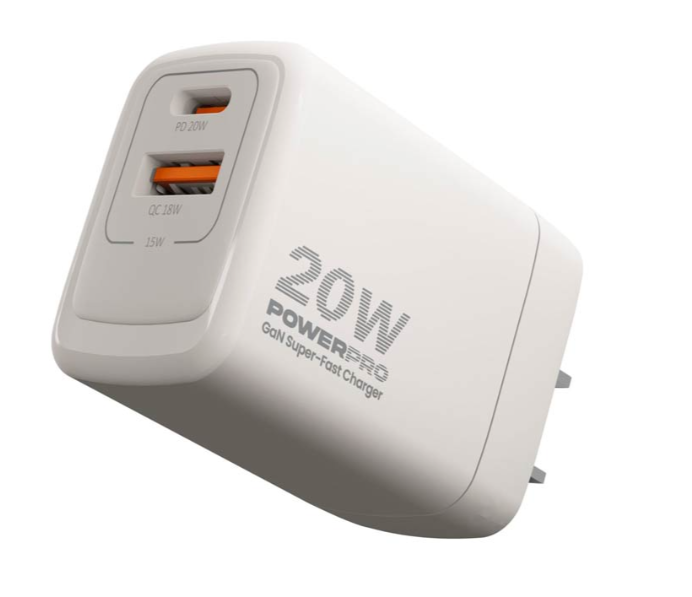 Cargador de Pared Unno Tekno PowerPro Dual USB USB-C 20W Blanco - Imagen 2