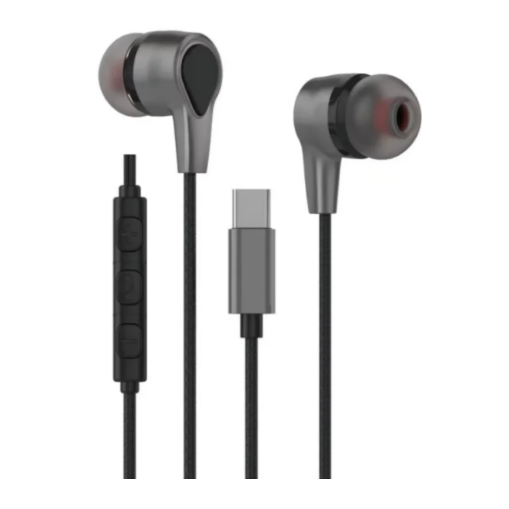 Auriculares estéreo intrauditivos con micrófono y graves tipo C CY-C06-R