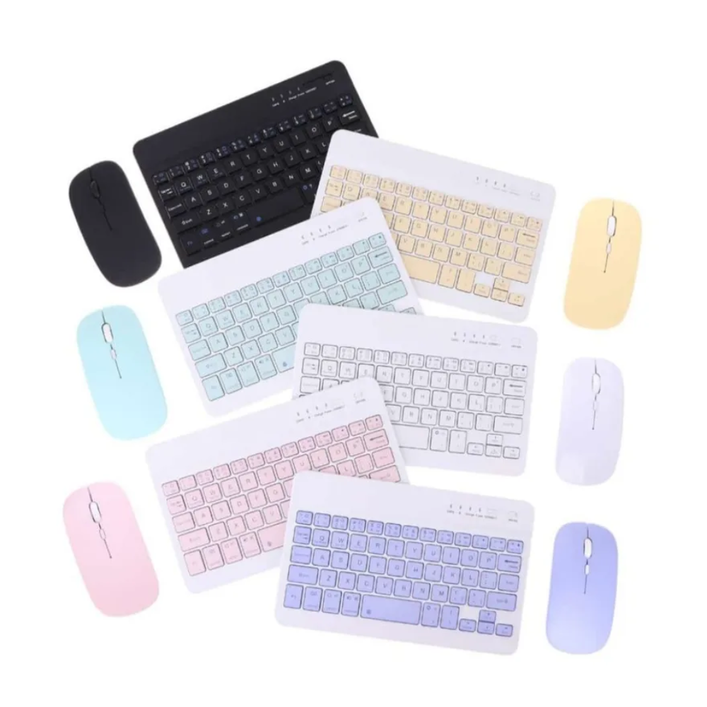 Kit Teclado y Mouse Inalámbrico Slim Recargable – Colores Pastel KIT-TM-SL-R