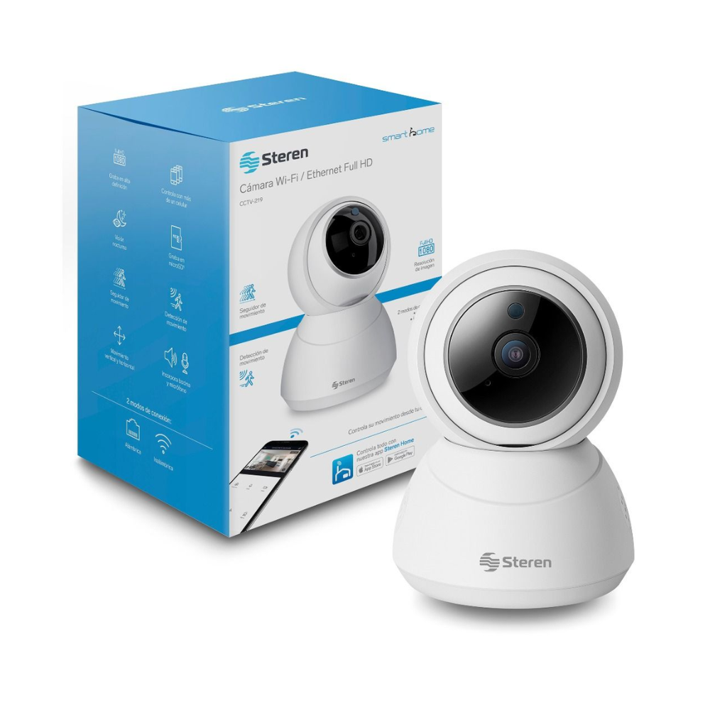 Cámara de seguridad Wi-Fi / Ethernet Full HD robotizada con seguidor de movimiento – Steren CCTV-219