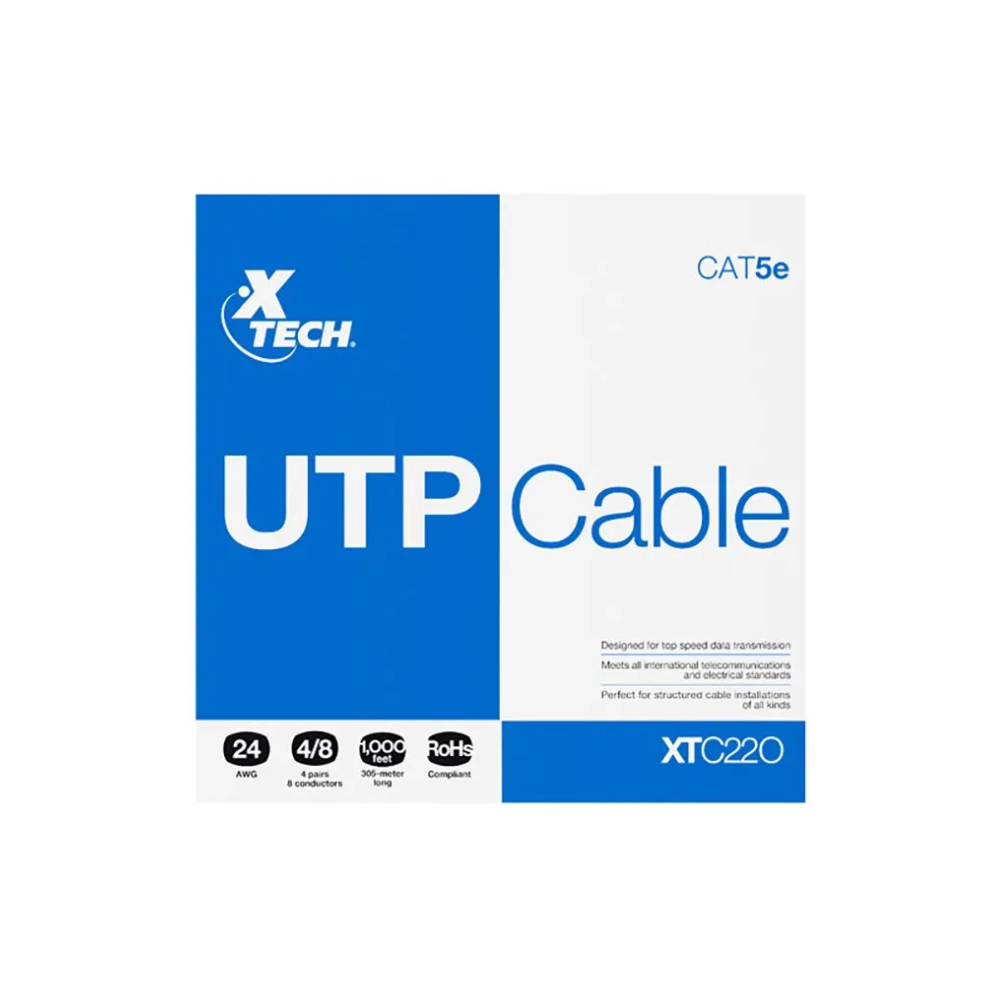 Xtech UTP Cbl CAT5e 1000ft Gray XTC-220 24 AWG