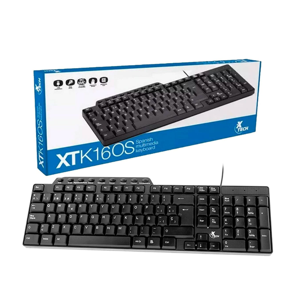 Teclado Alámbrico Multimedia en Español, XTK-160S-R