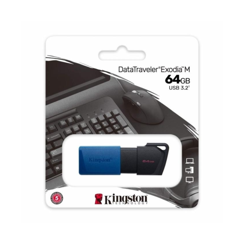 USB Kingston DataTraveler Exodia 64GB USB 3.2 (Negro con Azul)