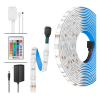 Tira LED multicolor RGB de 10 m con control remoto, controlador y eliminador